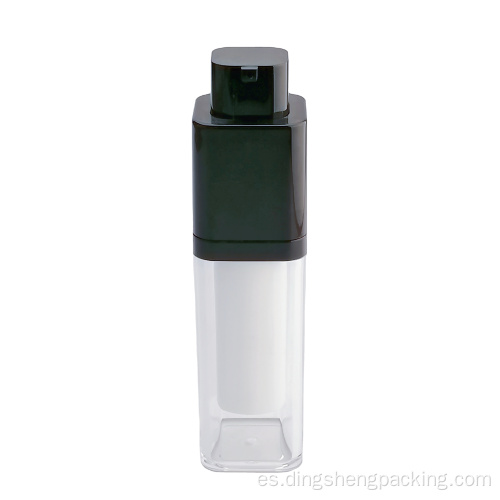 Botella de bomba giratoria sin aire acrílica cuadrada para envases cosméticos para el cuidado de la piel